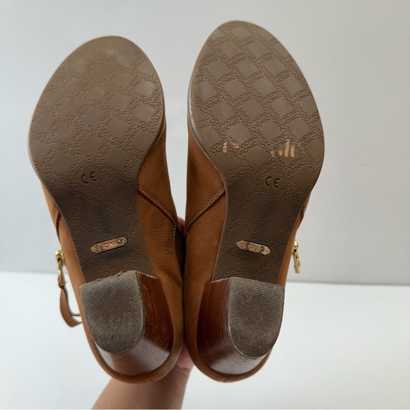 Vionic Leather Sterling Zip Up High Heel Ankle Boots Womens Size 7 In Saddle - Picture 8 of 10